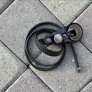 Black Faux Leather Belt with Silver Details, Western